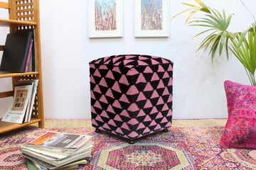 handmade  Ottoman Black Pink HandmadeRECTANGLE 100% WOOL area rug